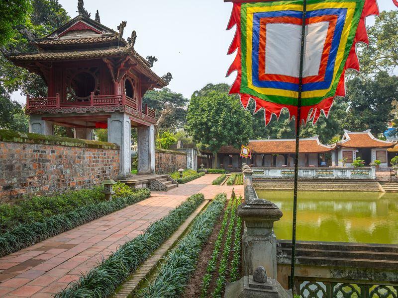 inside of the temple of literature gardens hanoi